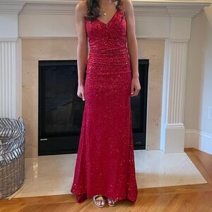 La Femme Sparkling Red Prom dress